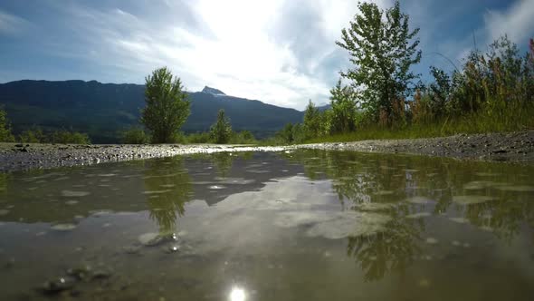 Rear view of fit woman jogging through puddle 4k alt