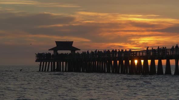 Naples Beach and Fishing Pier at Sunset, Florida