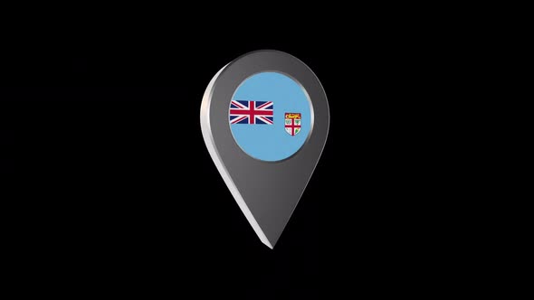 3d Animation Map Navigation Pointer With Fiji Flag With Alpha Channel  - 2K alt