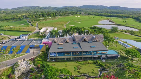 Modern Vistas Golf and Country Club, Santo Domingo, Caribbean; aerial pan alt