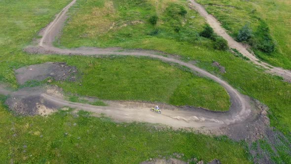 Aerial top down view of motocross track