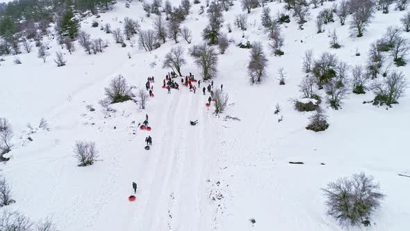 People having fun in the snow
