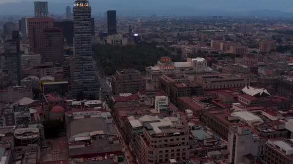 Tilt Up Shot of Cityscape with View of Torre Latinoamericana Tall Building