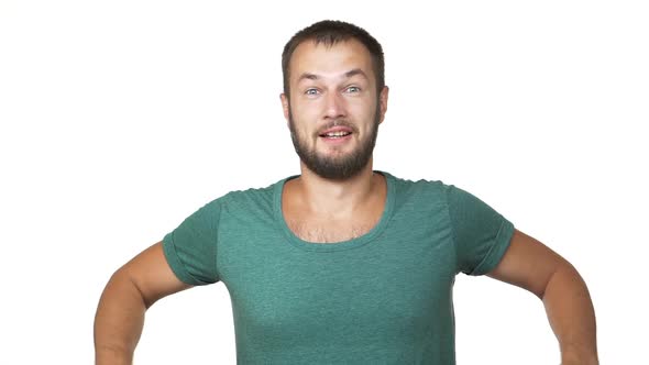 Portrait of Adult Man 30s Waiting for Results Being Excited Behaving Like Winner Expressing Victory alt