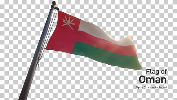 Oman Flag on a Flagpole with Alpha-Channel alt