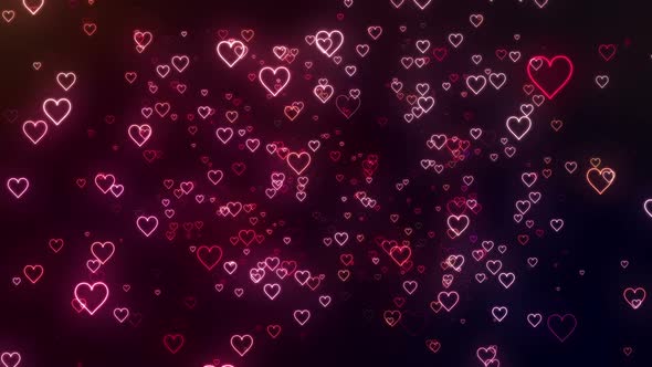 Glowing Romantic Hearts Of Love