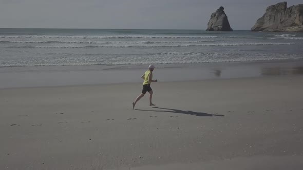 Running on beautiful beach