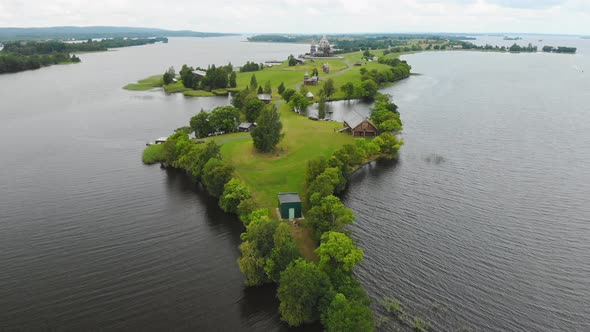 Aerial View Panorama of Kizhi Island alt