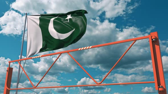 Flag of Pakistan and Swing Arm Barrier