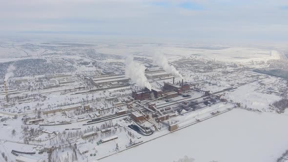 Aerial View of Industrial Zone in Winter alt