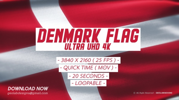 Denmark Flag - Ultra UHD 4K Loopable alt