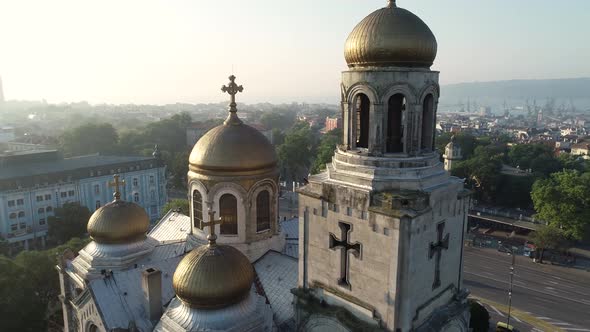 Varna Bulgaria, Urban Landscape. The Cathedral of the Assumption. Aerial view alt