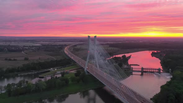 Aerial view of Most Redzinski in Wroclaw, Poland alt