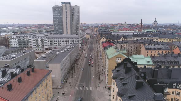 Stockholm City Street Aerial View