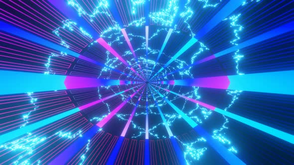 Looped Abstract Hightech Tunnel with Neon Lights
