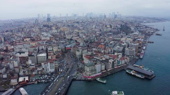 Aerial View of  Istanbul City and Galata Tower 