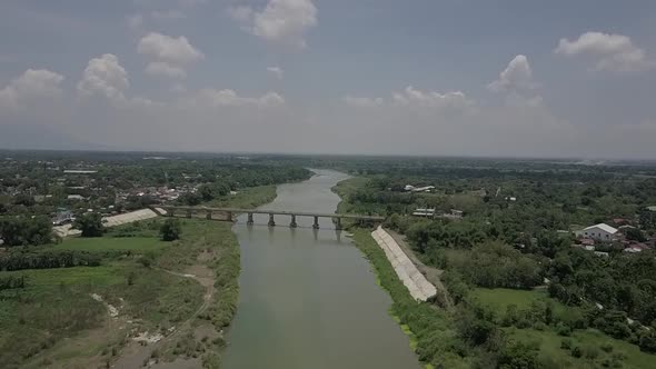 Drone River On Bridge Dolly In alt