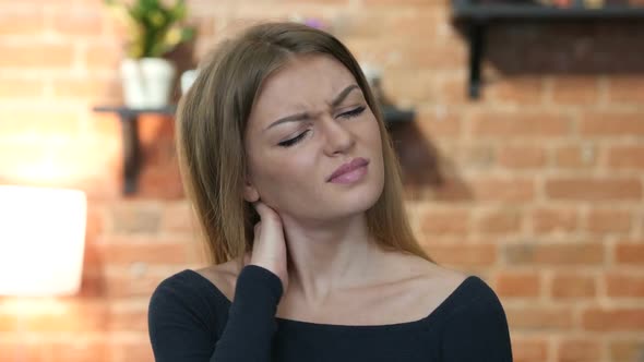 Tired Young Girl Portrait, Neck pain alt