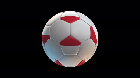 Soccer ball with flag Poland, on black background loop alpha