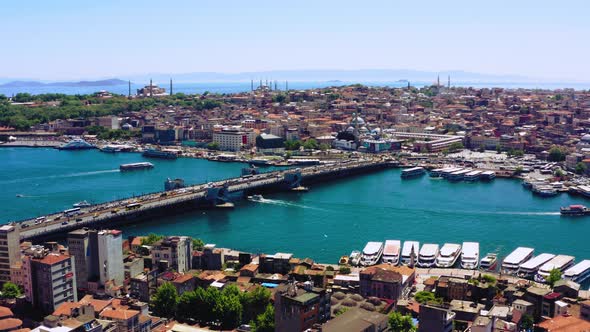 TURKEY ISTANBUL, MOSQUES AND HISTORICAL HALF AERIC VIEW WITH DRONE alt