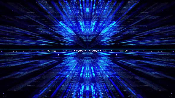 Blue Neon Techno Light Tunnel