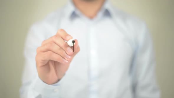 B2B, Business To Business, Businessman Writing on Transparent Screen alt