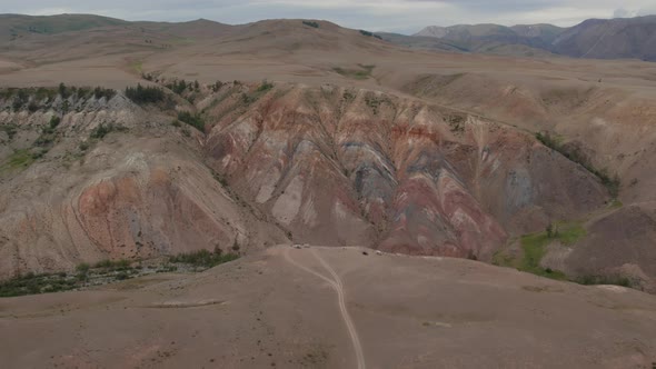 Mars valley with red mountains in Altai, Kyzyl-Chin valley