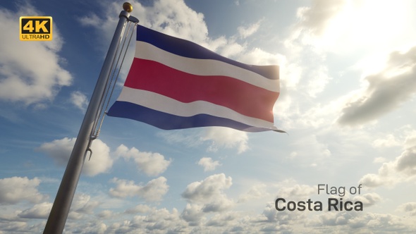 Costa Rica Flag on a Flagpole - 4K alt
