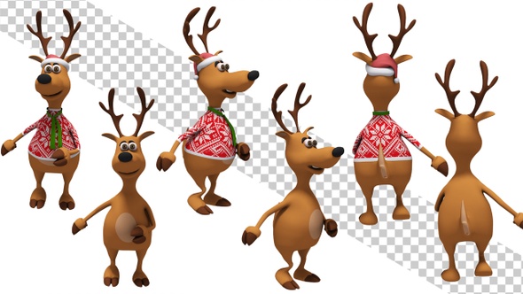 Christmas Santa Deer - Walk Cycle (6-Pack)