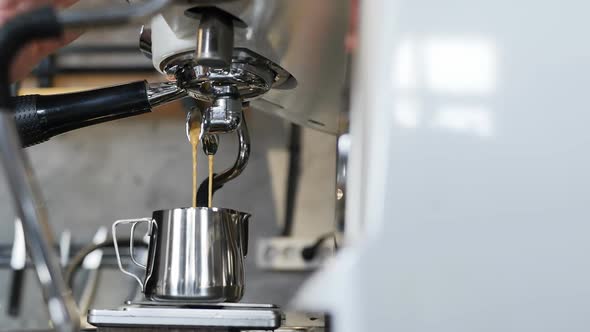 The Process of Preparing Cappuccino in a Coffee Machine