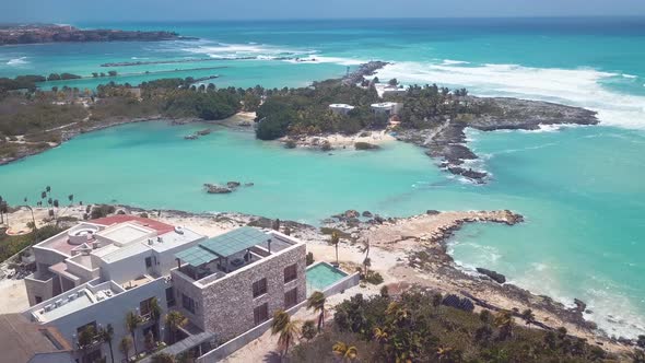 4k 24fps Drone Shoot Of Natural Caleta In Mexico With Blue Water alt