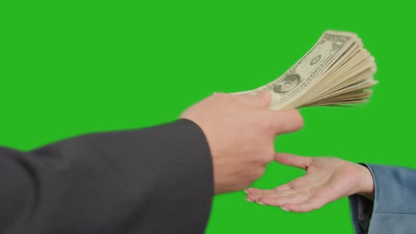 Woman Asks Money From a Man Closeup Chromakey alt