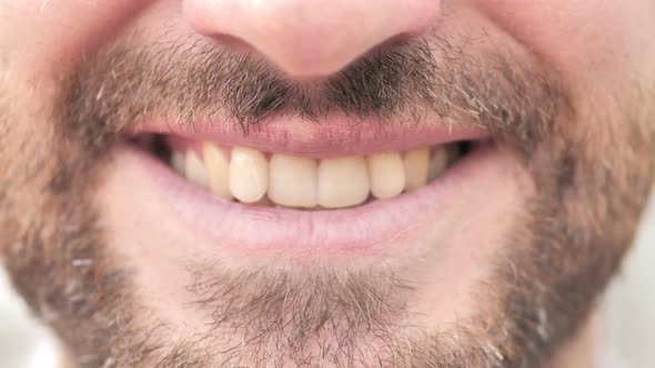 Close up of Smiling Man Lips and Teeth alt
