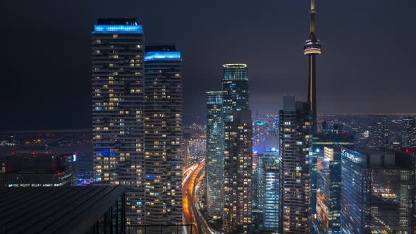 City Night Skyline in Toronto