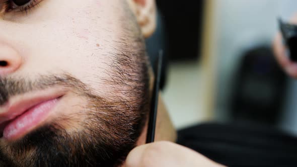 A Neat Beard Haircut in a Barbershop