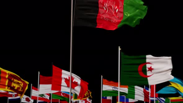 Afghanistan Flag With World Flags In Alpha Channel