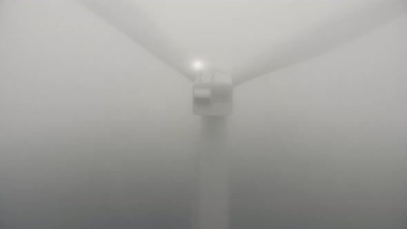 Wind Machine with Propeller and Blinking Indicator in Mist