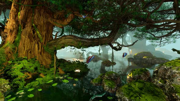 Tree With Creepers In A Swamp, Motion Graphics | VideoHive