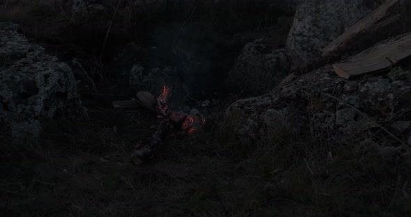 Campfire During Evening at Nightfall No People