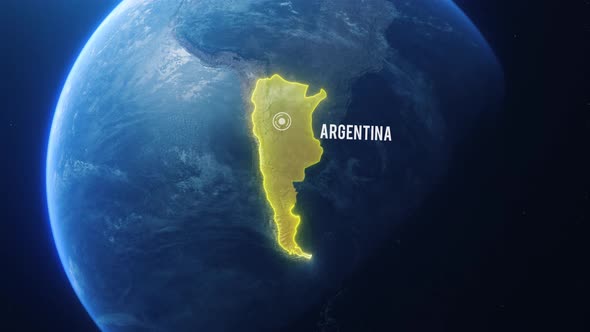 Earh Zoom In Space Argentina Country Alpha Output