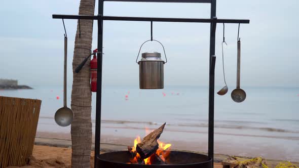 Beach Cooking Station with Fire Pit