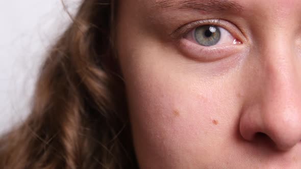 Extreme closeup of woman's face and eye