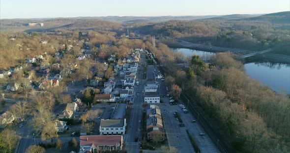 Flying Over the Village of Katonah in Westchester New York alt