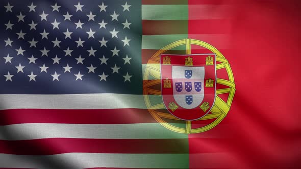 USA Portugal Flag Loop Background 4K
