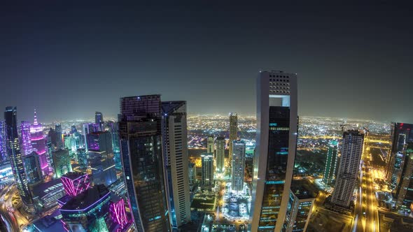 The Skyline of the West Bay Area From Top in Doha Timelapse Qatar alt