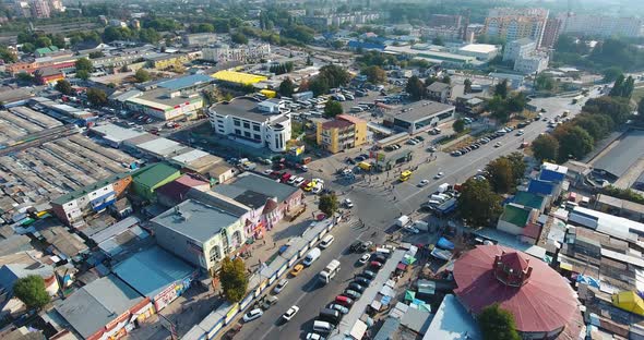 Panoramic Aerial Drone View of City