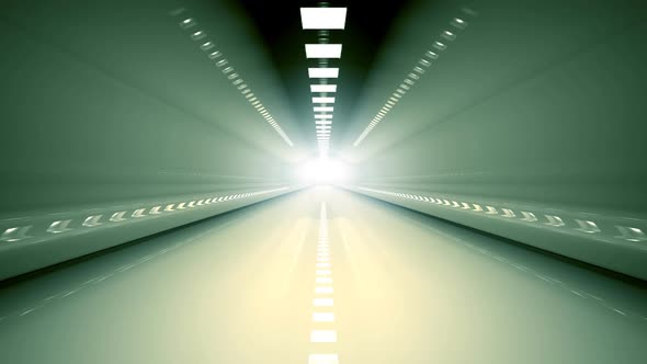 Loopable animation of camera motion moving toward light at the end of tunnel. HD alt
