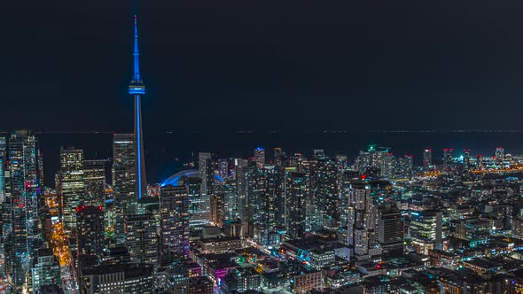 Downtown Toronto Night Time Lapse Of Traffic An Cn Tower 04