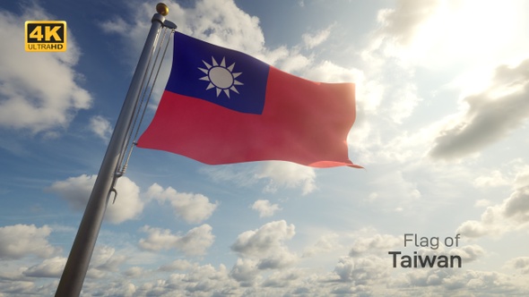 Taiwan Flag on a Flagpole - 4K alt