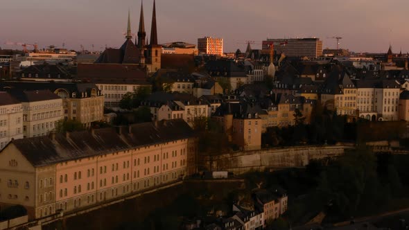 Chemind de la Corniche golden hour drone footage from Luxembourg alt